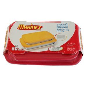 Marines Rectangular Glass Roaster With Plastic Lid 2 Piece Set